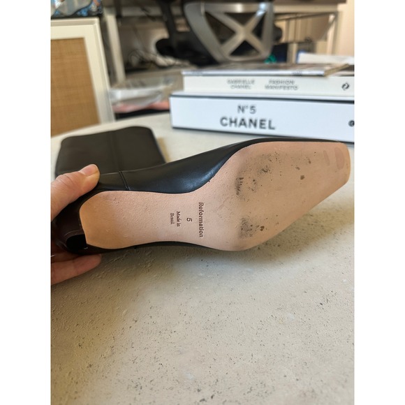 NEW Reformation Remy Kitten-Heel Knee High Boots Black Leather Pointed Toe 5 - Picture 11 of 11